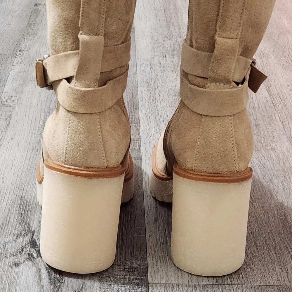 Free People Jasper Leather Platform‎ Over The Knee Tall  Boots